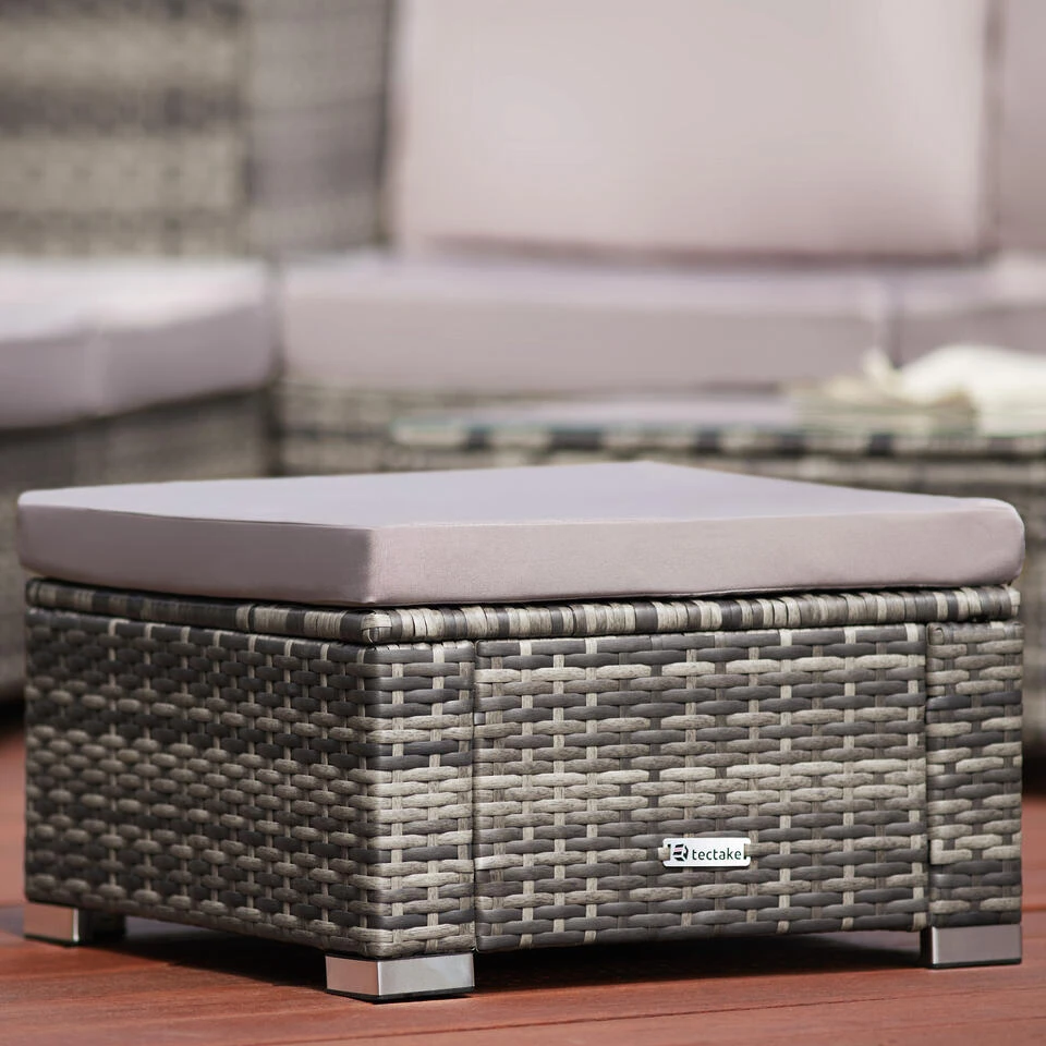 Tectake - Wicker Zitkruk -grijs- 53 X 53 X 26 Cm 4 Tectake - Wicker Zitkruk -grijs- 53 X 53 X 26 Cm - Afbeelding 2