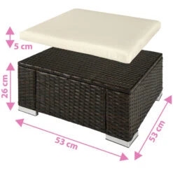 Tectake - Wicker Zitkruk Bruin Mix - 53 X 53 X 26 Cm -Meubelwinkel 1000083109 0103