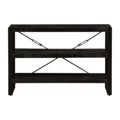 Boekenkast Minneapolis Black 120cm Laag - Mangohout - Zwart - Rechthoekig -Meubelwinkel 1000088672 0102