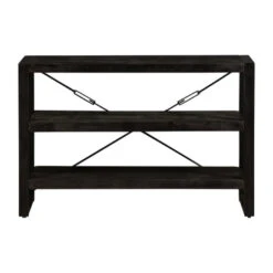 Boekenkast Minneapolis Black 120cm Laag - Mangohout - Zwart - Rechthoekig