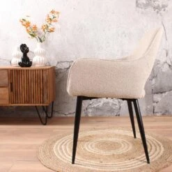 DS4U® Lenon Eetkamerstoel Bouclé - Stof - Taupe -Meubelwinkel 1000096503 0103