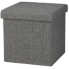 Merkloos Urban Living Poef/hocker/opbergbox - Donkergrijs - Mdf - 37 X 37 Cm -Meubelwinkel 1000101873