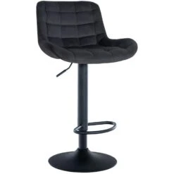 CLP Barkruk Tover Zwart Frame - Fluweel - Zwart