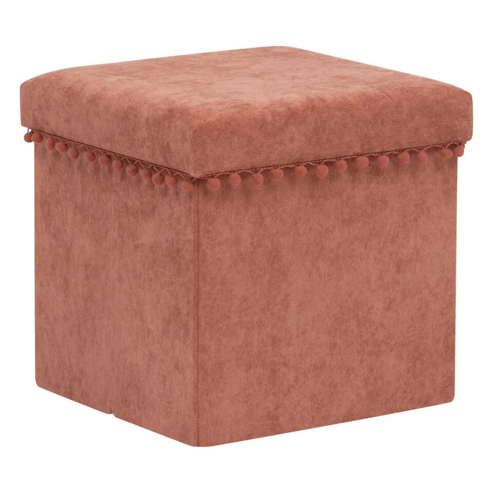 Atmosphera Storage Poef/hocker - Opvouwbaar - Steenrood - 38x38 Cm 3 Atmosphera Storage Poef/hocker - Opvouwbaar - Steenrood - 38x38 Cm