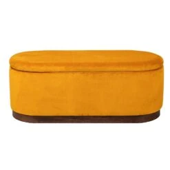 Bank Met Opbergruimte En Mosterdgeel Fluweel