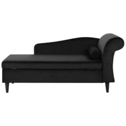 LUIRO - Chaise Longue - Zwart - Rechterzijde - Fluweel