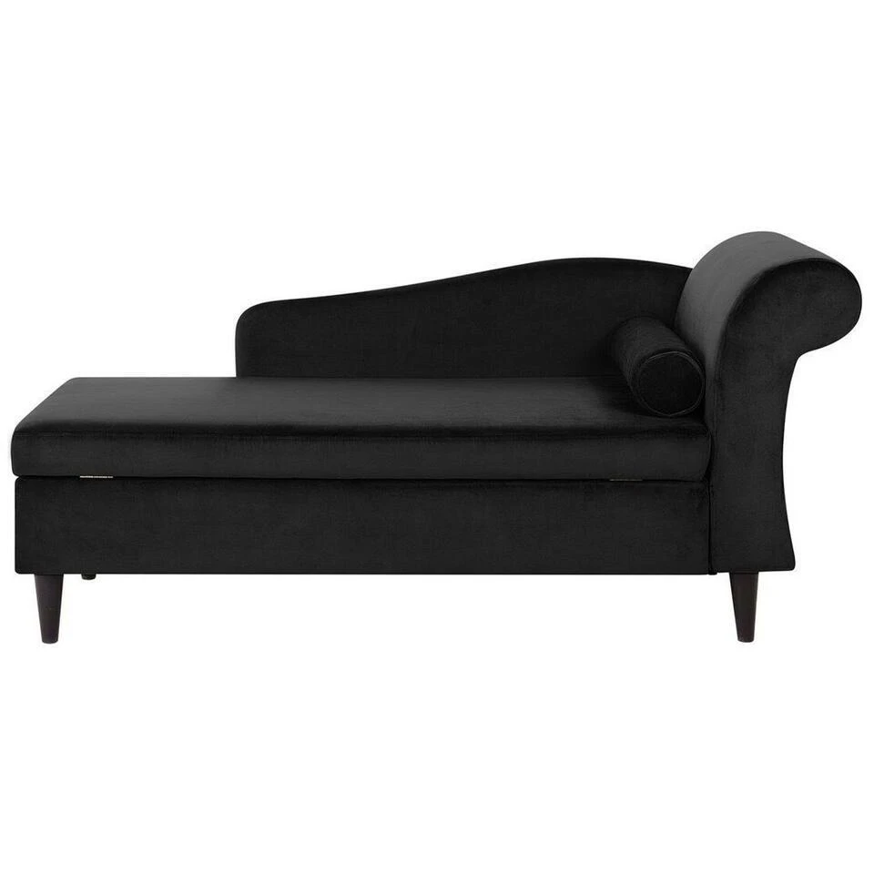 LUIRO - Chaise Longue - Zwart - Rechterzijde - Fluweel 3 LUIRO - Chaise Longue - Zwart - Rechterzijde - Fluweel