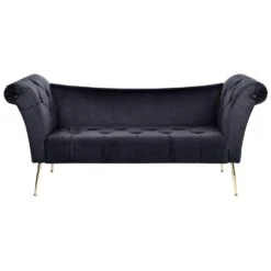 NANTILLY - Chaise Longue - Zwart - Fluweel