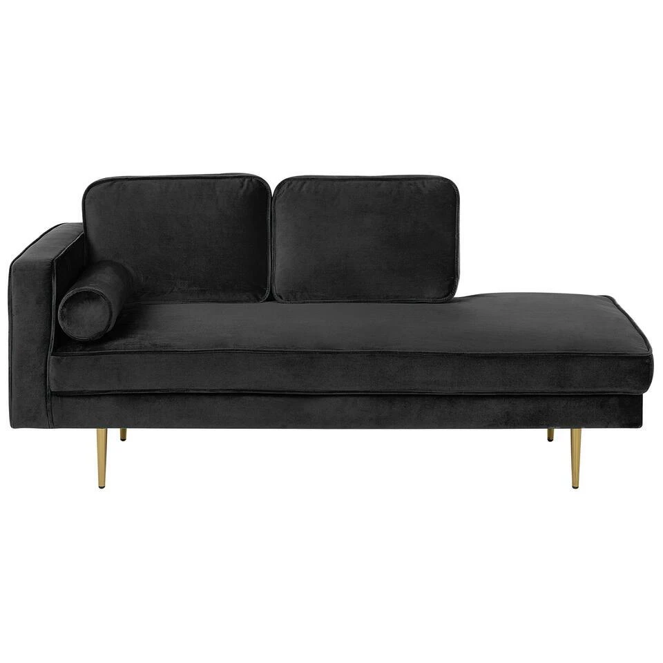MIRAMAS - Chaise Longue - Zwart - Linkerzijde - Fluweel 3 MIRAMAS - Chaise Longue - Zwart - Linkerzijde - Fluweel