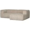 WOOOD Bean Chaise Longue Bank Rechts - Ribstof - Travertin -73x254x178 -Meubelwinkel 1000147841