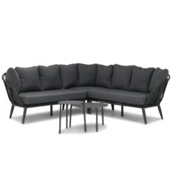 Hoek Loungeset 4 Personen Wicker Zwart Coco Coco Leonardo