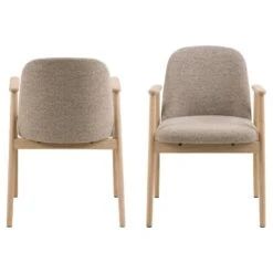 Eetkamerstoel Beige Stof - 55,5x57x80,5cm - Leonie - Set Van 2