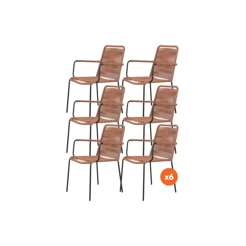 VDG Set Van 6 - Denver Rope Stapelbare Stoel - Terracotta 3 VDG Set Van 6 - Denver Rope Stapelbare Stoel - Terracotta