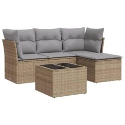 VidaXL - Loungeset - Beige - Poly Rattan - 5 Stuks