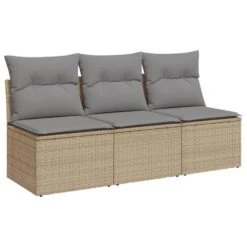 VidaXL - Tuinbank 3-zits - Beige - Poly Rattan - Met Kussens