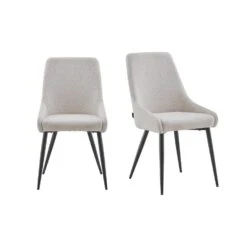 Eetkamerstoel Oscar Beige Stof Set Van 2