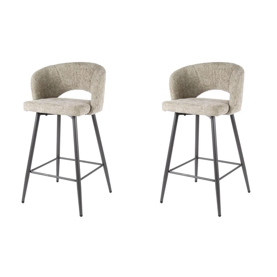 Hoyz Collection - Barstoel Boucle Salon - Tissee Cargo Zandkleur - Set Van 2 3 Hoyz Collection - Barstoel Boucle Salon - Tissee Cargo Zandkleur - Set Van 2