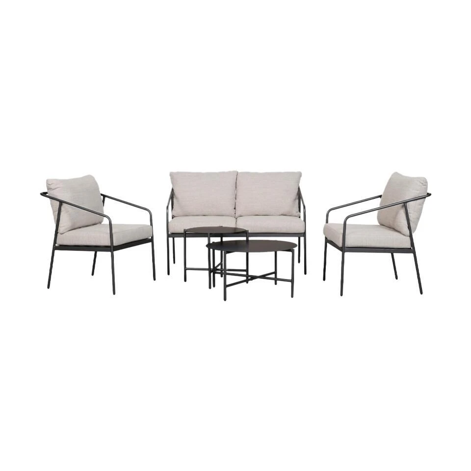 Lisomme Nikki Tuin Loungeset Zwart 5 Delig - Met Zitkussens 3 Lisomme Nikki Tuin Loungeset Zwart 5 Delig - Met Zitkussens