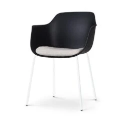 Nolon Nora-Liz Eetkamerstoel Zwart - Beige Kussen - Witte Poten