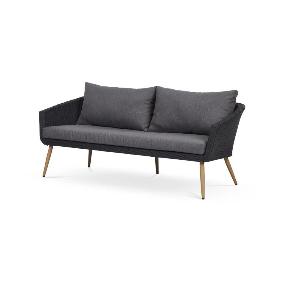 Lisomme Fien Rotan Tuinbank Zwart - Met Zitkussens 3 Lisomme Fien Rotan Tuinbank Zwart - Met Zitkussens