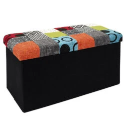 Home Deco Poef Multi Color Tile - Opbergbox - 76 X 38 Cm
