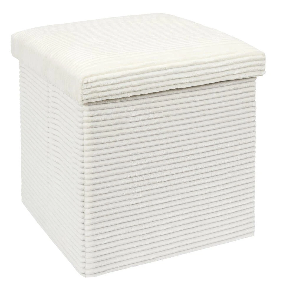 Home Deco Factory Poefje - Opbergbox - Rib - Wit - 38 X 38cm 3 Home Deco Factory Poefje - Opbergbox - Rib - Wit - 38 X 38cm