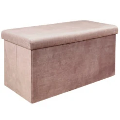Home Deco Poef Velvet - Opbergbox - Oud Roze - 76 X 38 Cm