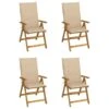 VidaXL - Verstelbare Tuinstoelen En Kussens - Beige - 57x69x111 Cm - 4 Stuks -Meubelwinkel 1000172573