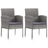 VidaXL - Tuinstoelen - Kussens - Grijs - Poly Rattan - 2 Stuks - 52x56x88 Cm 2 VidaXL - Tuinstoelen - Kussens - Grijs - Poly Rattan - 2 Stuks - 52x56x88 Cm -Meubelwinkel 1000172640