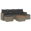 VidaXL 7-delige Loungeset Voor 6 Met Kussens & Krukken - Gris - Poly Rattan -Meubelwinkel 1000172859