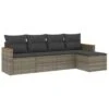 VidaXL 5-delige Loungeset Met Kussens En Kruk - Hout Armsteun - Grijs -Meubelwinkel 1000172918