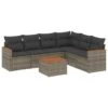 VidaXL 7-delige Loungeset Voor 6 Met Kussens & Salontafel - Grijs - Poly Rattan -Meubelwinkel 1000172945