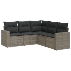 VidaXL Loungeset Met 5 Kussens Voor 5 Personen - Grijs - Poly Rattan - 5 Stuks