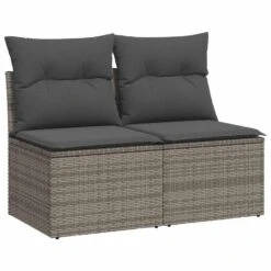 VidaXL Loungebank 2 Zits Met Kussens Poly Rattan - Grijs 110x62x69 Cm