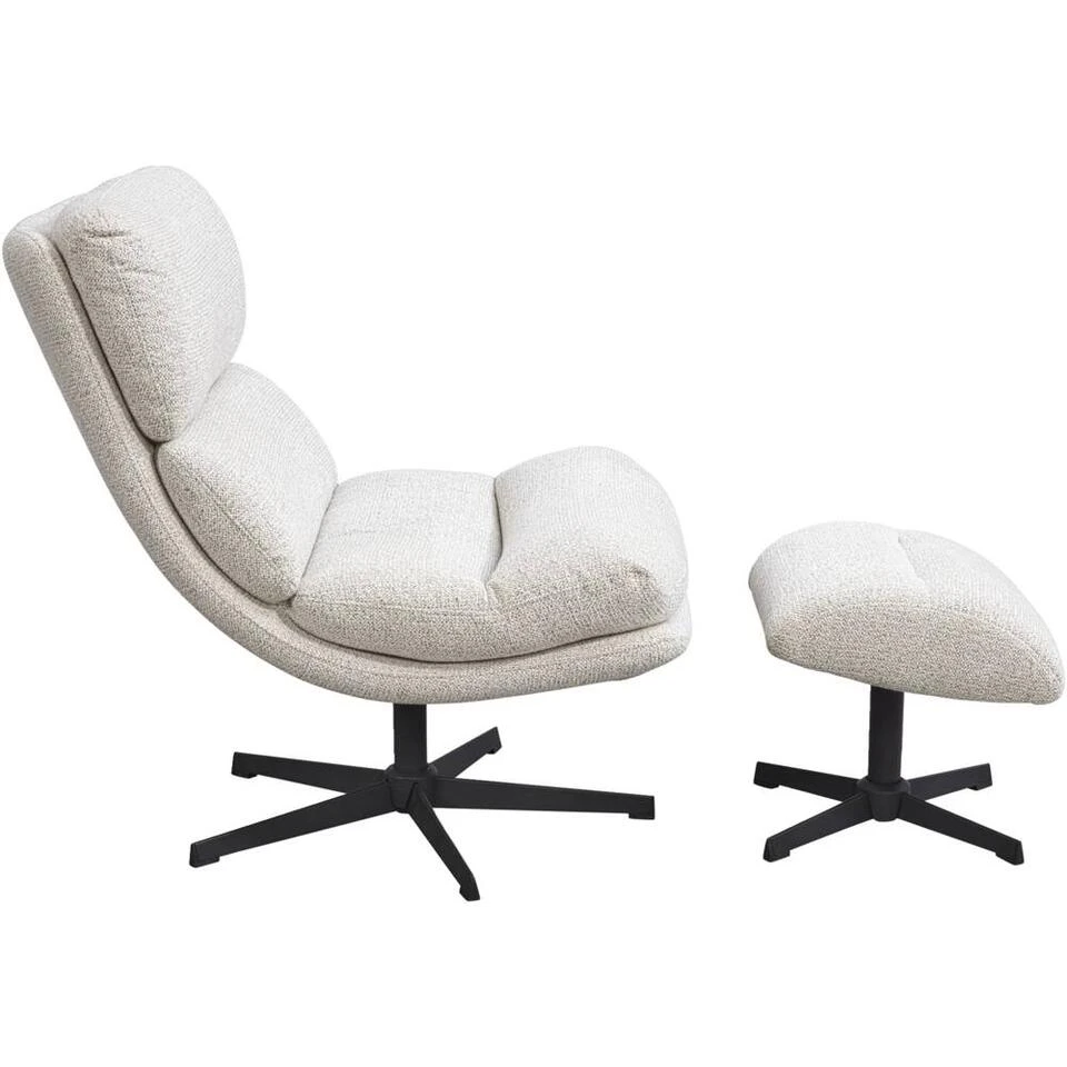 Fauteuil Bobbi Incl. Hocker - Greige 5 Fauteuil Bobbi Incl. Hocker - Greige - Afbeelding 3