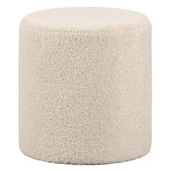 Hocker Wenen - Stof Teddy Zandkleur - 40xØ37 Cm