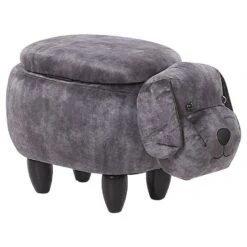 Beliani Dierenhocker DOGGY - Grijs Fluweel