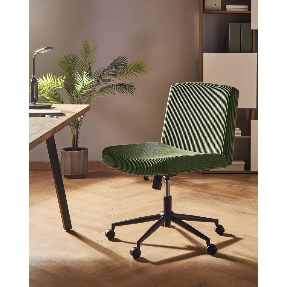 GEDDES - Bureaustoel - Groen - Corduroy 4 GEDDES - Bureaustoel - Groen - Corduroy - Afbeelding 2