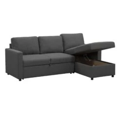 Slaapbank Turijn Met Opbergruimte - Antraciet - 82x215x145 Cm -Meubelwinkel 12600495 0301