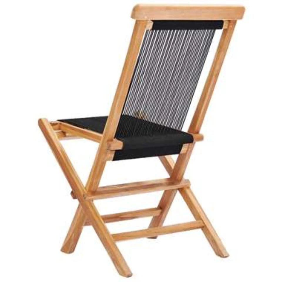 VidaXL Tuinstoelen Inklapbaar 2 St Massief Teakhout En Touw 6 VidaXL Tuinstoelen Inklapbaar 2 St Massief Teakhout En Touw - Afbeelding 4
