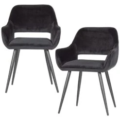WOOOD Jelle Stoel - Velvet - Zwart - Set Van 2
