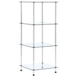 VidaXL Kastje 4-laags 40x40x100 Cm Gehard Glas Transparant