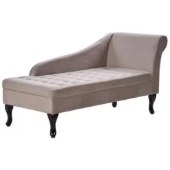 PESSAC - Chaise Longue - Taupe - Rechterzijde - Fluweel -Meubelwinkel 182a848b9d1843be98a4aef7273b5e23