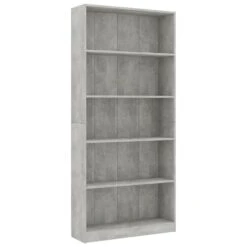 VidaXL Boekenkast Met 5 Schappen 80x24x175 Cm Bewerkt Hout Betongrijs