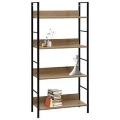 VidaXL Boekenkast 4 Schappen 60x27,6x124,5 Cm Spaanplaat Eikenkleurig -Meubelwinkel 1900759147 0101