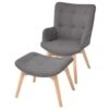 VidaXL Fauteuil Met Voetenbankje Stof Grijs -Meubelwinkel 1952805528