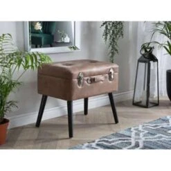 Beliani Hocker MALLARD - Bruin Kunstleer -Meubelwinkel 1b01e6aaed444511858fe832fd03a20b