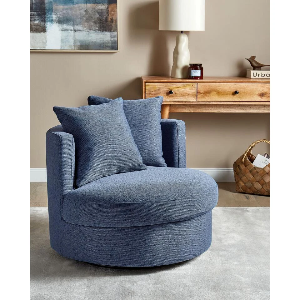 DALBY - Fauteuil - Blauw - Stof 4 DALBY - Fauteuil - Blauw - Stof - Afbeelding 2