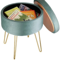 Tectake Hocker Ava Gestoffeerd In Fluweellook 300kg Met Opbergruimte, Turkoois -Meubelwinkel 2070458243724d02b97de2e994c4431c
