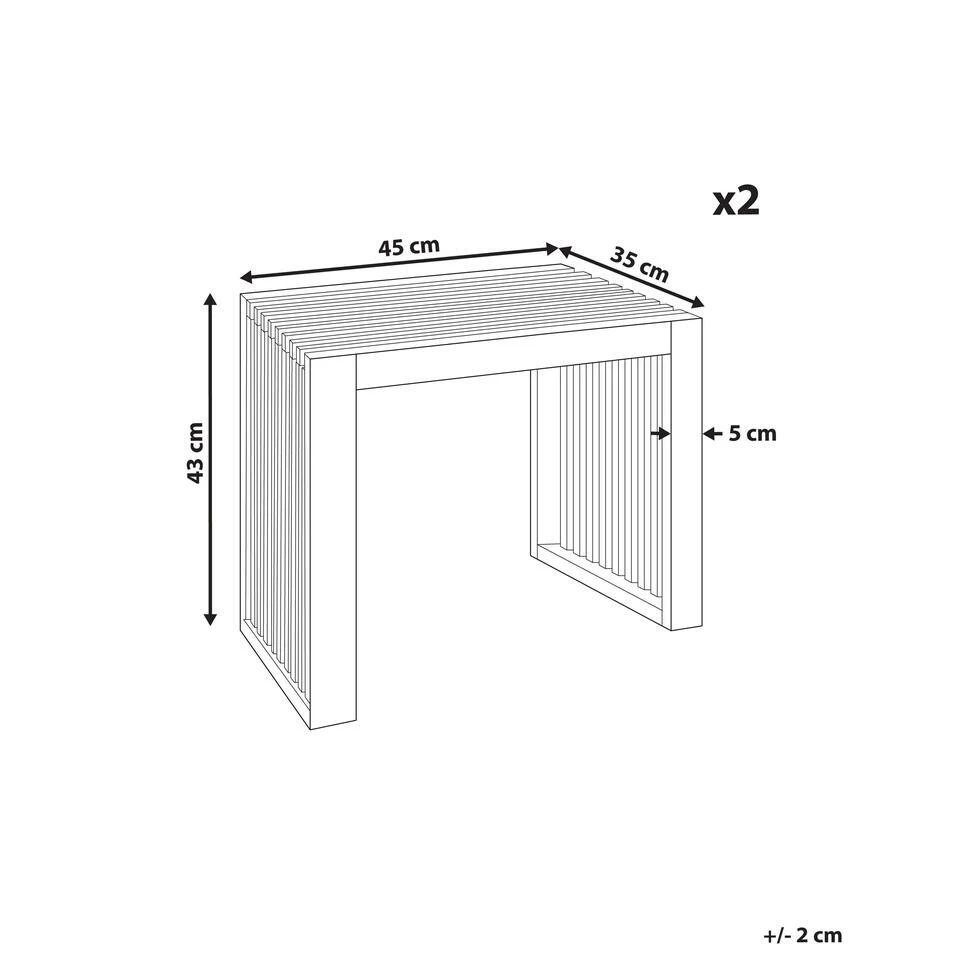 BELLANO - Tuinkrukjes Set Van 2 - Lichthout - Acaciahout 5 BELLANO - Tuinkrukjes Set Van 2 - Lichthout - Acaciahout - Afbeelding 3